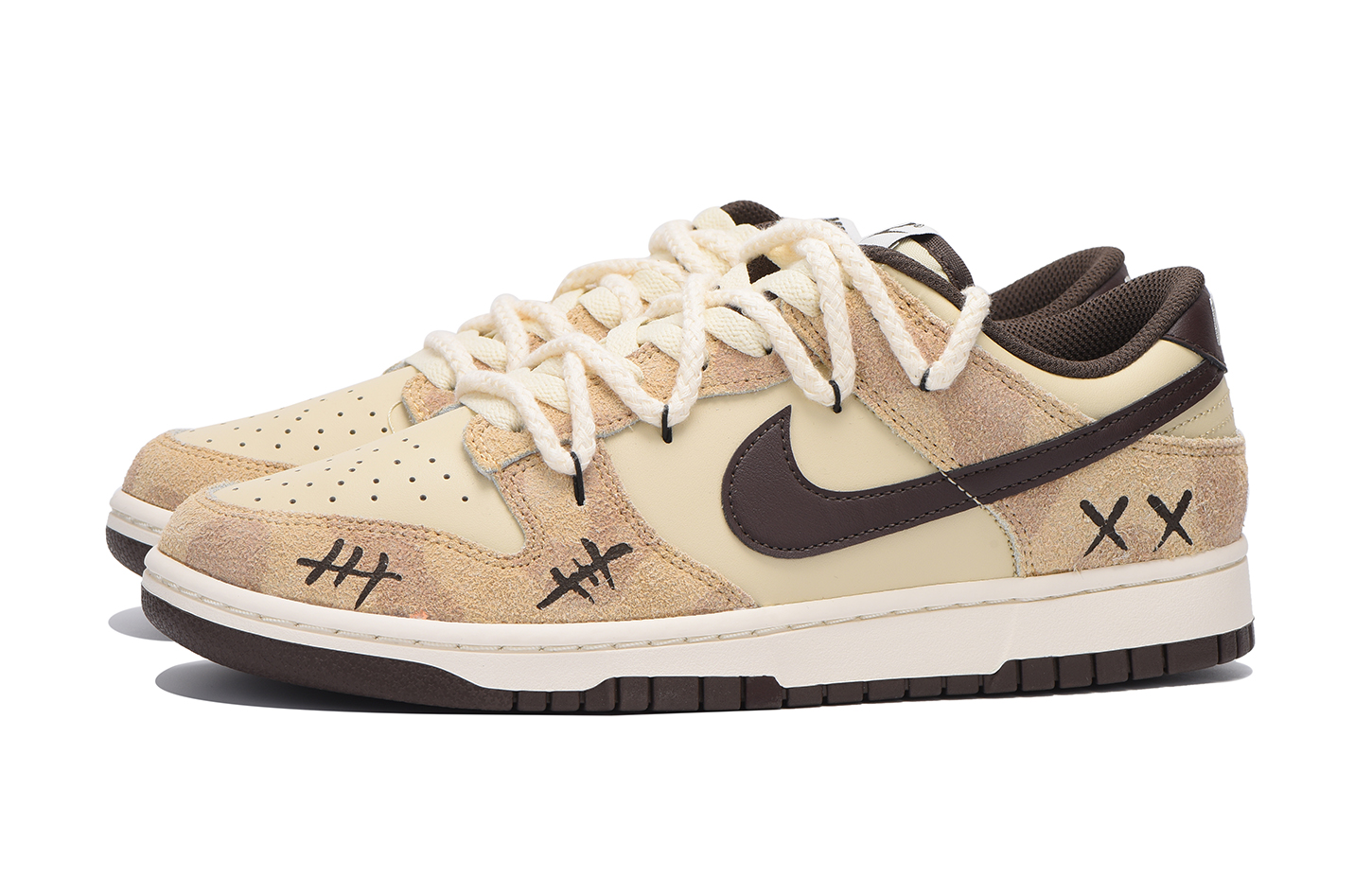 Shop 【定制球鞋】 Nike Dunk 栗子 vibe風 520 百搭潮流 解構 包裹性防滑 低筒 板鞋 男女同款 棕色