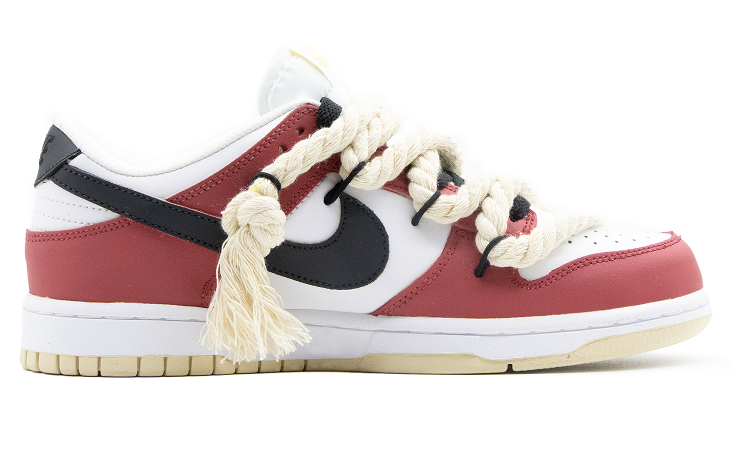 Order Kasut Nike Dunk Low 'Chicago Deconstructed Hitam Putih Merah' [Kasut Custom] DV0833-100(Team57-男款牛仔)