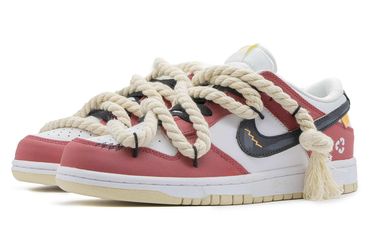 Lookbook Kasut Nike Dunk Low 'Chicago Deconstructed Hitam Putih Merah' [Kasut Custom] DV0833-100(Team57-男款牛仔)