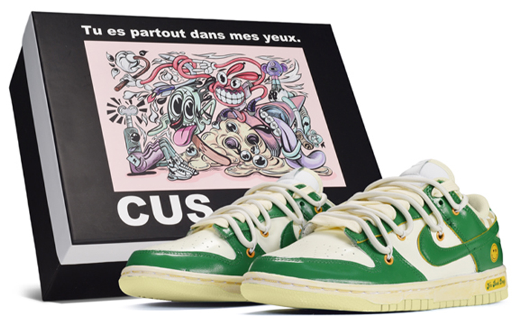 Buy 【カスタムシューズ】ナイキ ダンクロー「こどもの日スマイリーダークグリーン」 DJ6188-100(TeamE-男款笑脸墨绿)