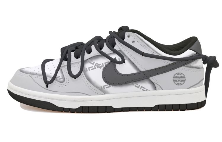 Buy [Kasut Tempahan Khas] Nike Dunk Low 'Elemen Cina - Hitam Putih Kelabu' DD1391-100(Team拾玖-回字纹男S-BOX)