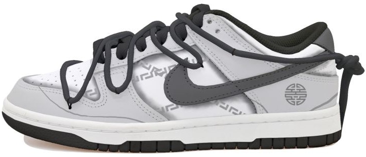 custom-shoes-nike-dunk-low-chinese-motif-black-white-grey