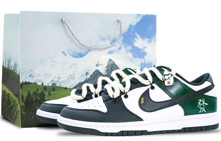 Buy [Sepatu Kustom] Nike Dunk Low 'Tahun Baru Cina Hitam Putih Hijau' DD1391-100（Team212-财运亨通SBOX）