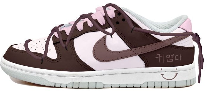 custom-shoes-nike-dunk-low-chocolate-brown-and-pink