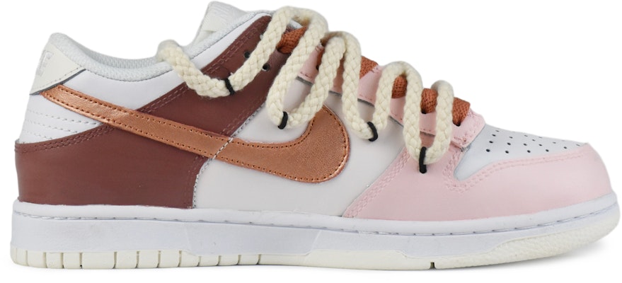 【定制球鞋】 Nike Dunk Low 巧克力之戀 雙鞋帶 解構風 粗鞋帶 低幫 板鞋 GS 白棕粉 Lookbook 【定制球鞋】 Nike Dunk Low 巧克力之戀 雙鞋帶 解構風 粗鞋帶 低幫 板鞋 GS 白棕粉