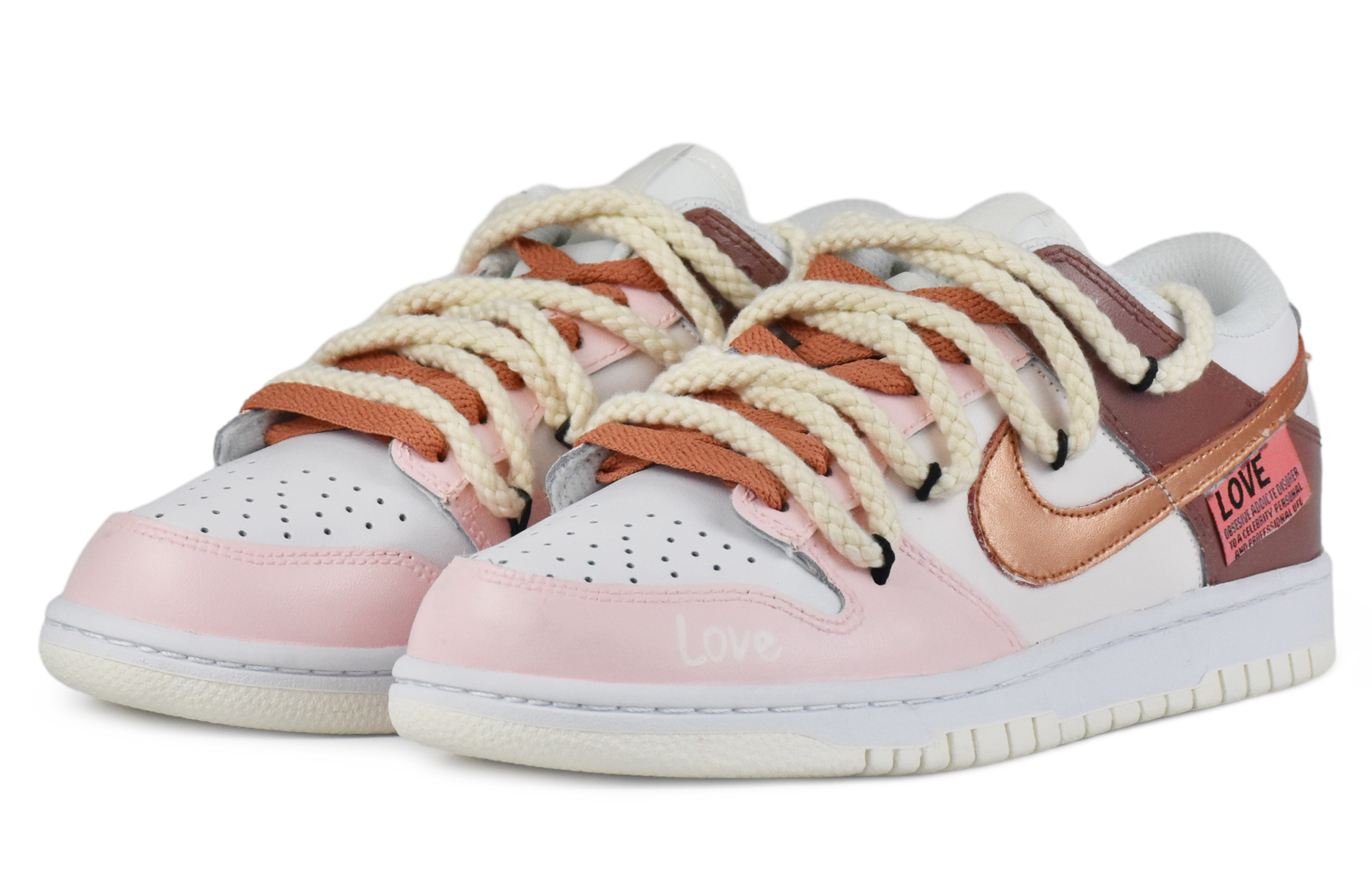 Shop [Shoes Custom] Nike Dunk Low 'Cinta Coklat' DH9765-100(TeamD-GS款巧克力之恋)