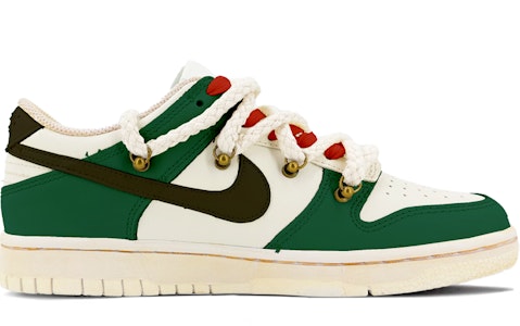 【定製球鞋】 Nike Dunk Low 浸染 解構鞋帶 Vibe風 氧化做舊 聖誕限定 低幫 板鞋 GS 黑綠 Order 【定製球鞋】 Nike Dunk Low 浸染 解構鞋帶 Vibe風 氧化做舊 聖誕限定 低幫 板鞋 GS 黑綠
