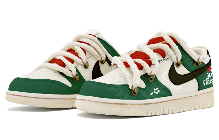 Lookbook [Sepatu Custom] Nike Dunk Low 'Hitam Hijau Natal' DH9765-100(TeamK-响叮当)