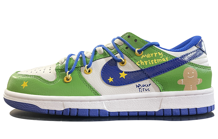 Order [Sneakers Kustom] Nike Dunk Low 'Gingerbread Natal Dilukis Biru Hijau' FD9064-110(TeamD-男女款姜饼)