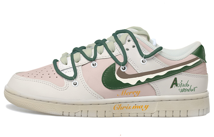 [Custom Shoes] Nike Dunk Low 'Christmas Happy Letter Deconstructed Vibe White Pink Green'