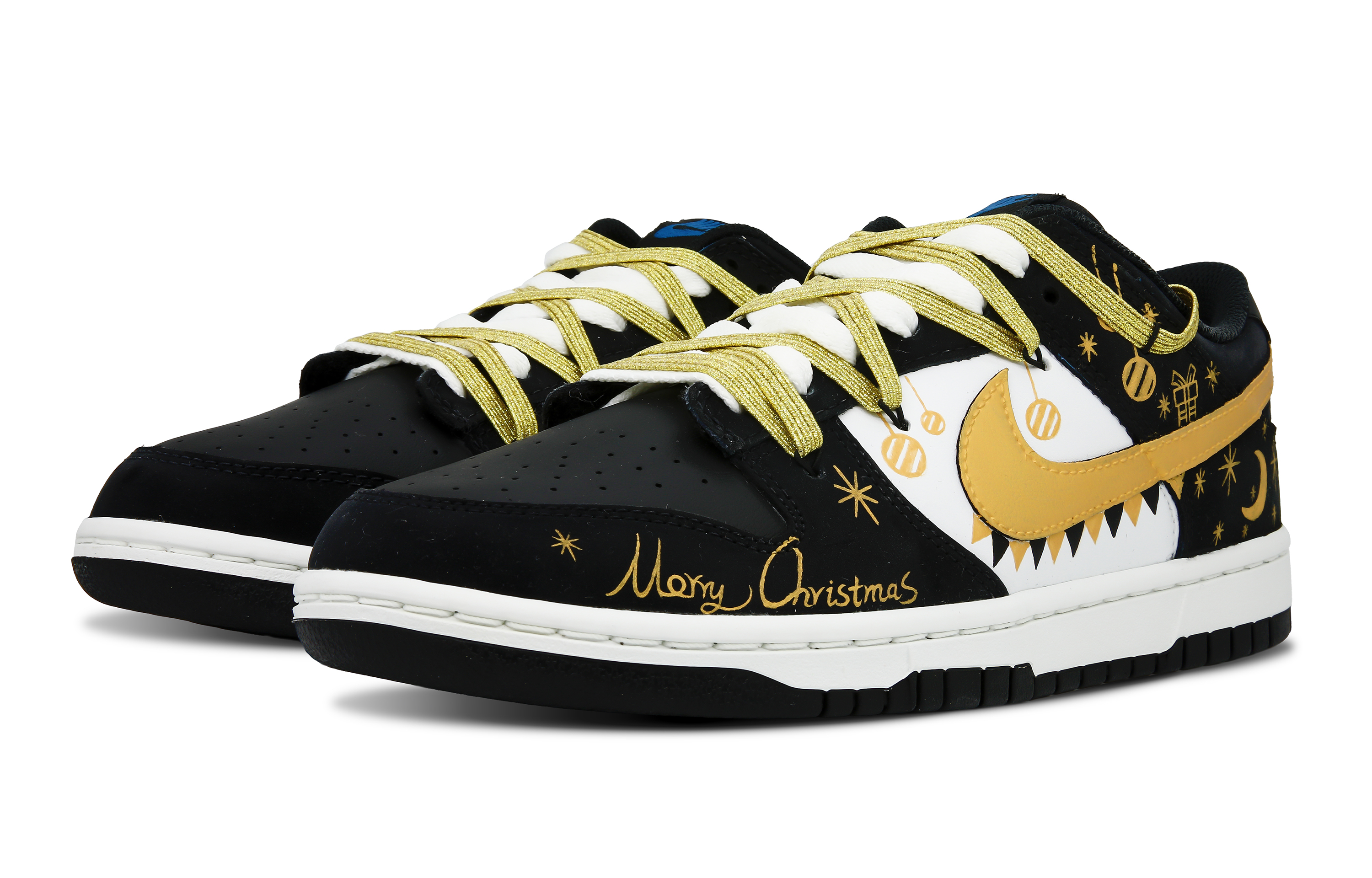 Shop [Kasut Custom] Nike Dunk Low 'Christmas Party Hitam Putih' FD6923-100（Team152-圣诞派对）
