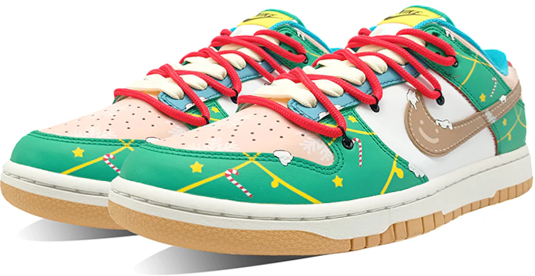 【定製球鞋】 Nike Dunk Low 鈴鐺 彩帶 聖誕樹 聖誕主題 低幫 板鞋 男款 綠棕粉 禮盒款 Lookbook 【定製球鞋】 Nike Dunk Low 鈴鐺 彩帶 聖誕樹 聖誕主題 低幫 板鞋 男款 綠棕粉 禮盒款