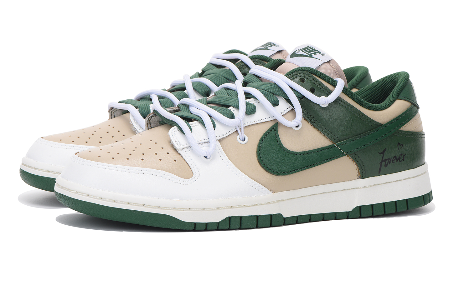 Lookbook [Sepatu Custom] Nike Dunk Low 'Christmas Vibe Hijau' FB7160-231(Team拾伍-男款白绿二)