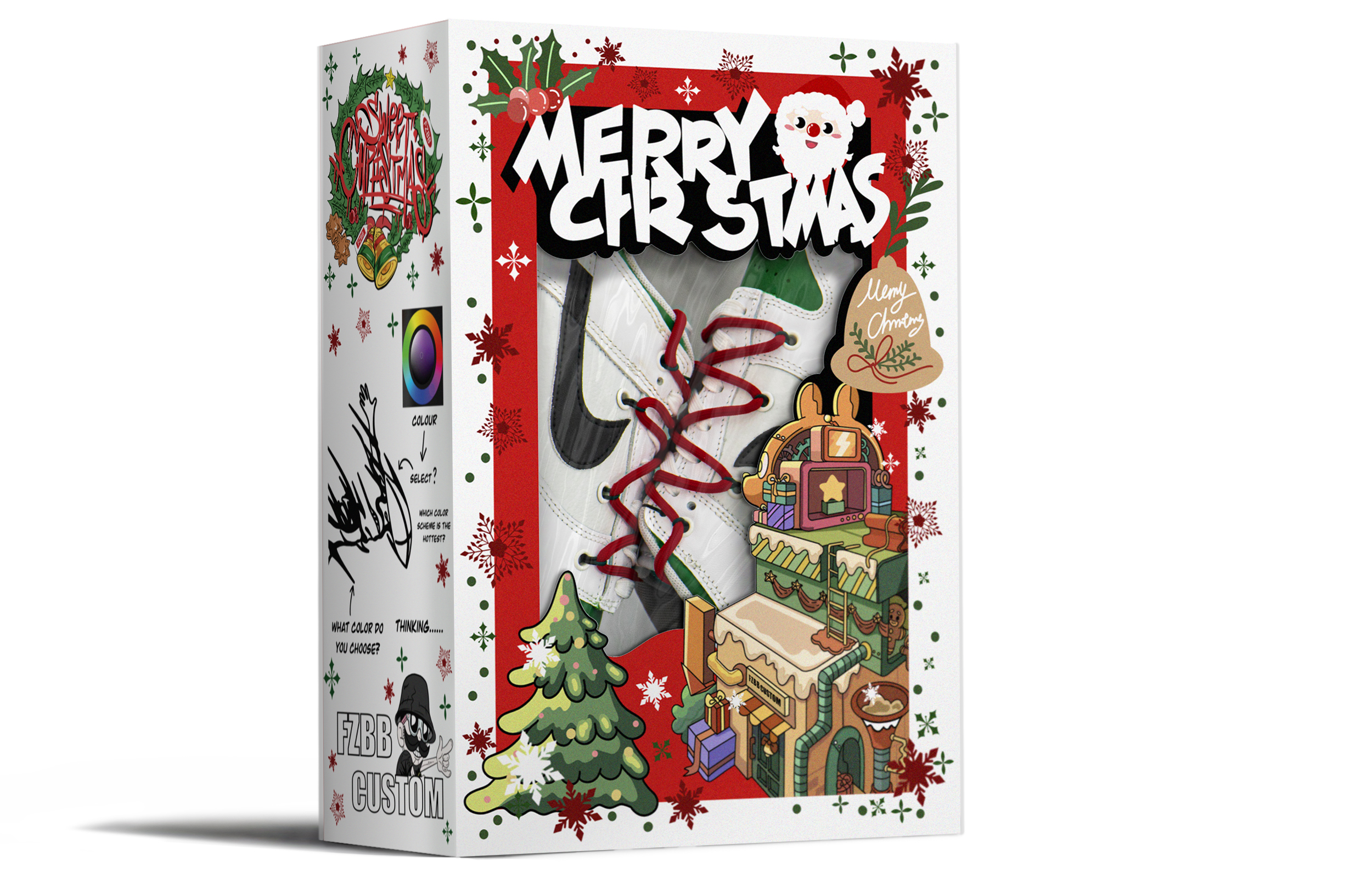 Cheap [Kasut Custom] Nike Dunk Low 'Krismas Zebra' DJ6188-003(TeamA-DK圣诞绿文字S-BOX)