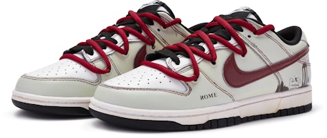 【定製球鞋】 Nike Dunk Low BIGNIU 城市戀愛主題 特殊鞋盒 羅曼 手繪噴繪 低筒 板鞋 GS 米黑紅 Lookbook 【定製球鞋】 Nike Dunk Low BIGNIU 城市戀愛主題 特殊鞋盒 羅曼 手繪噴繪 低筒 板鞋 GS 米黑紅
