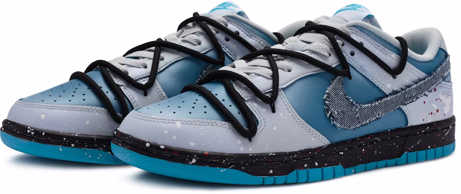 【訂製球鞋】Nike Dunk Low BIGNIU 城市主題解構冷山手繪噴繪 低筒 板鞋 男款 藍灰黑 Lookbook 【訂製球鞋】Nike Dunk Low BIGNIU 城市主題解構冷山手繪噴繪 低筒 板鞋 男款 藍灰黑