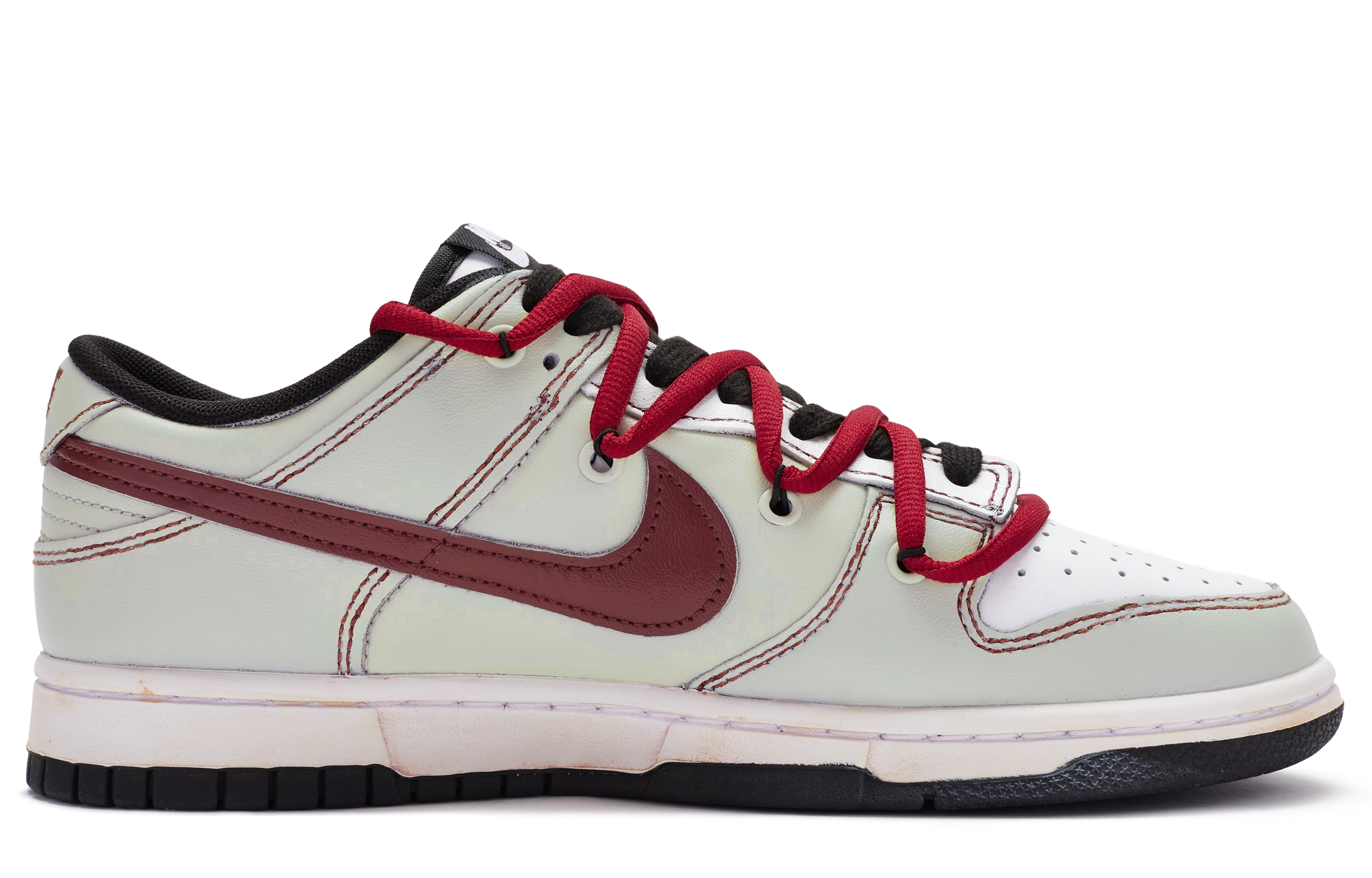 Order [Nike Custom] Dunk Low 'Tema Kota Dilukis Tangan Krim Hitam Merah' DD1391-100(TeamR-男款罗曼)