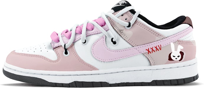 【定製球鞋】 Nike Dunk Low 解構鞋帶 CNY 卡通兔子 低幫 板鞋 GS 粉白 兔年限定 特殊鞋盒 Buy 【定製球鞋】 Nike Dunk Low 解構鞋帶 CNY 卡通兔子 低幫 板鞋 GS 粉白 兔年限定 特殊鞋盒