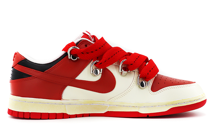 Order 【定製球鞋】Nike Dunk Low Vibe風做舊 解構鞋帶 CNY虎年限定 3D燙印浮雕 中國風元寶 低幫 板鞋 男款 白紅