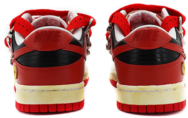 【定製球鞋】Nike Dunk Low Vibe風做舊 解構鞋帶 CNY虎年限定 3D燙印浮雕 中國風元寶 低幫 板鞋 男款 白紅 Shop 【定製球鞋】Nike Dunk Low Vibe風做舊 解構鞋帶 CNY虎年限定 3D燙印浮雕 中國風元寶 低幫 板鞋 男款 白紅