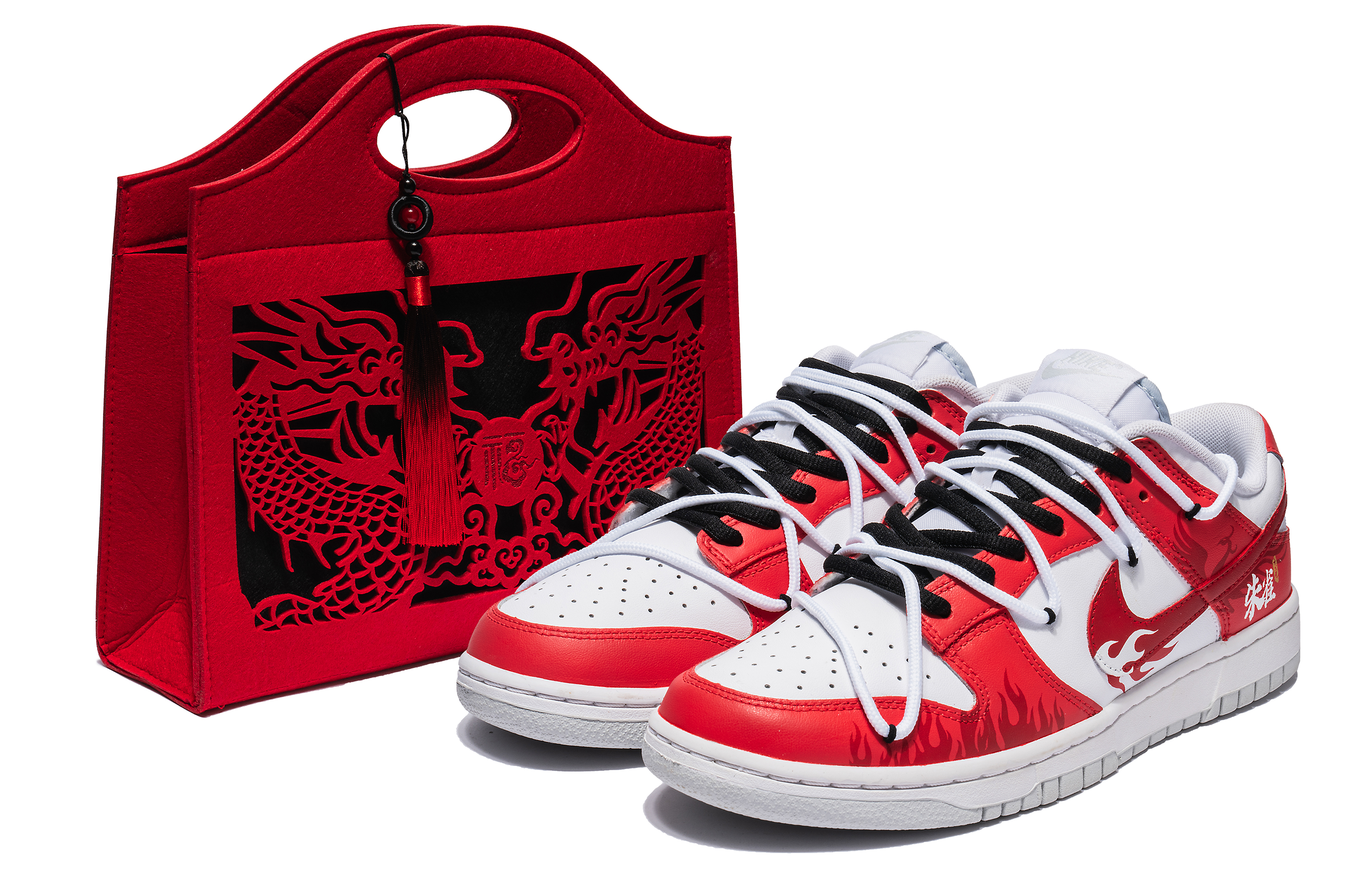 Order [Sepatu Kustom] Nike Dunk Low 'CNY Tahun Naga - Fire Phoenix' DH9765-102(Team22-女款CNY朱雀白红)