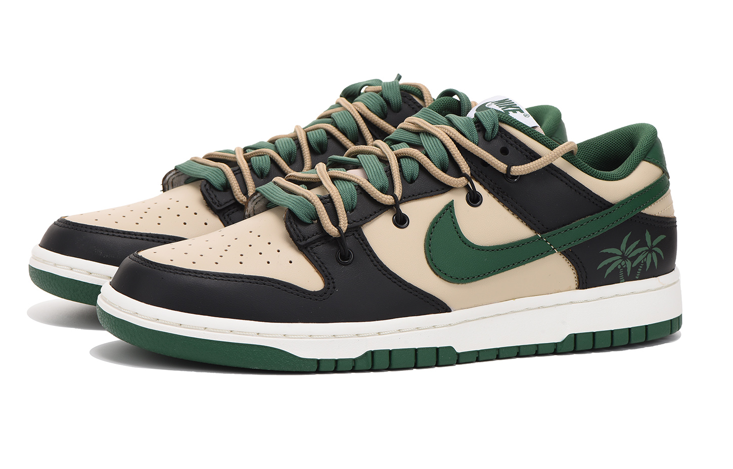 Order [Kasut Custom] Nike Dunk Low 'Hitam Hijau Pokok Kelapa' FB7160-231(Team拾伍-男款黑绿三SBOX)