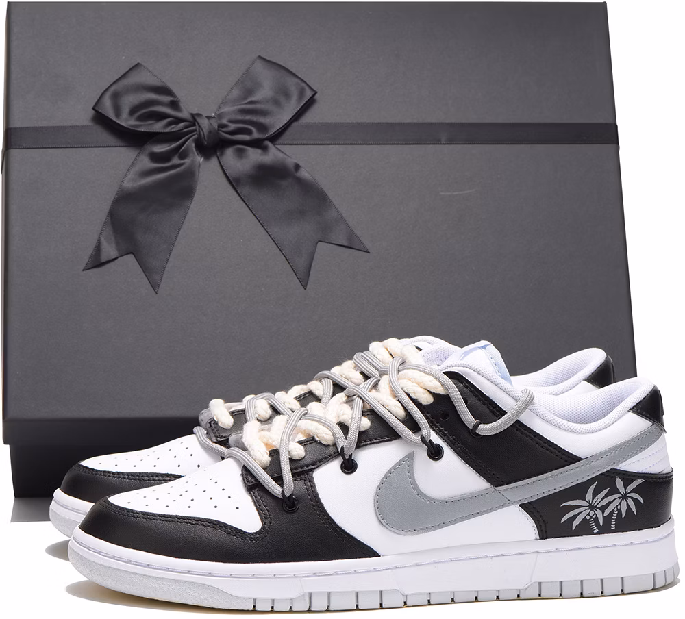 custom-shoes-nike-dunk-low-coconut-tree-vibe-black-grey