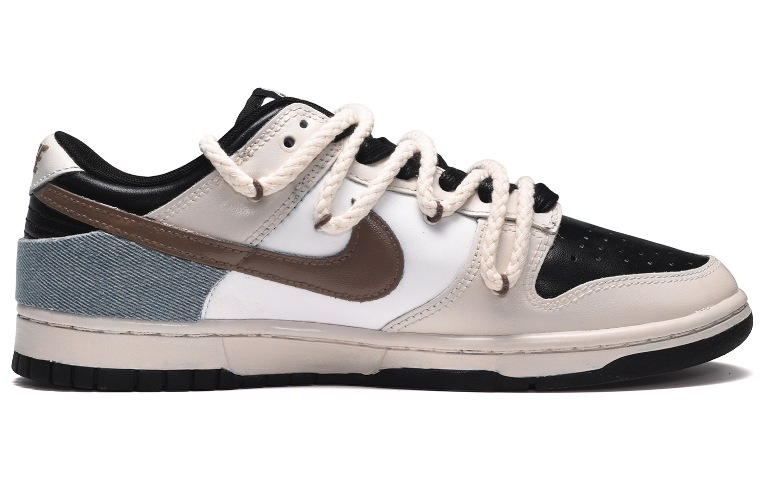 Order [Sneaker Kustom] Nike Dunk Low 'Collegiate Deconstructed Hitam Kuning Coklat' DD1391-100(TeamE-男款手工缝线黑黄棕)