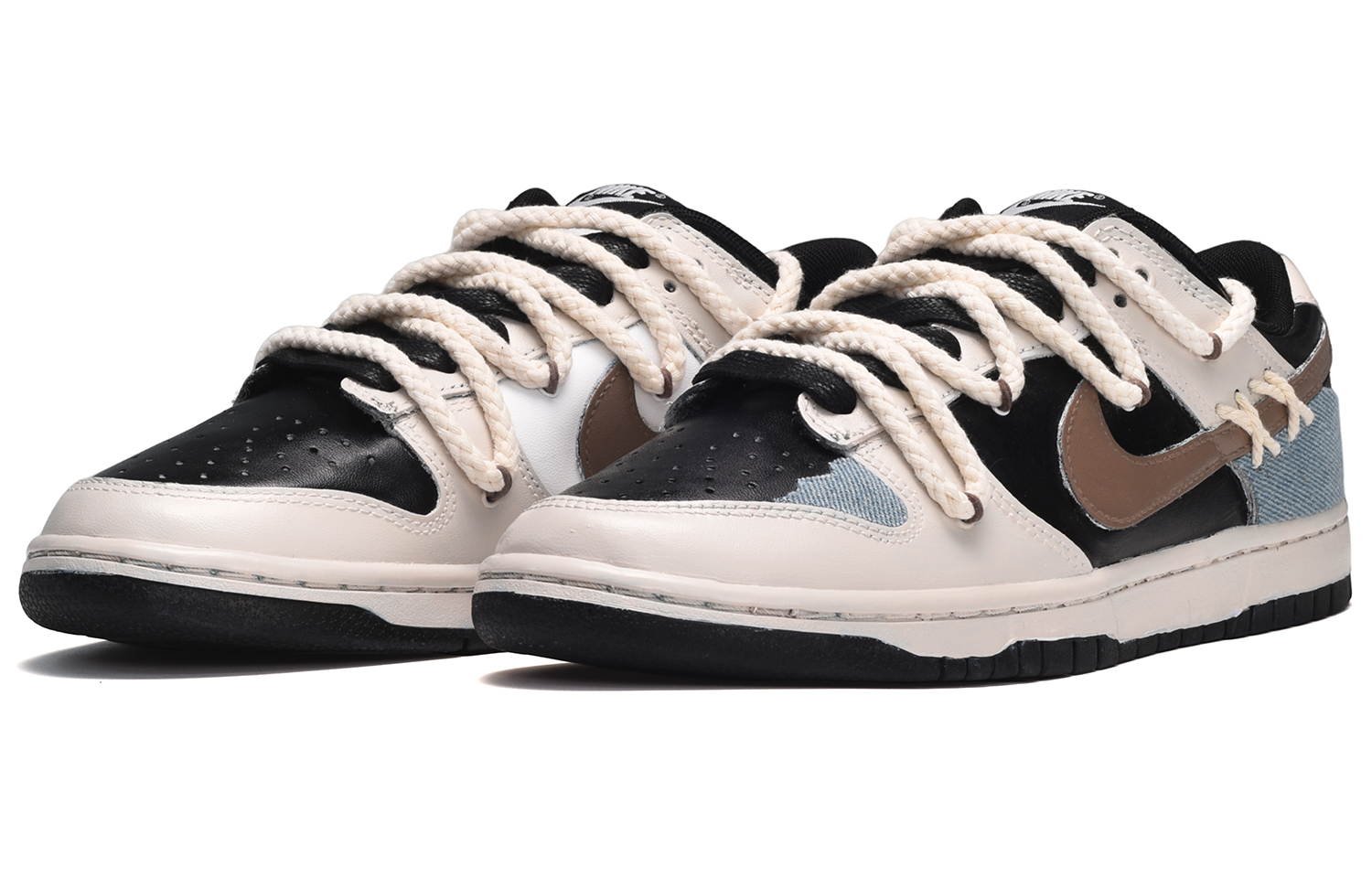 Lookbook [Sneaker Kustom] Nike Dunk Low 'Collegiate Deconstructed Hitam Kuning Coklat' DD1391-100(TeamE-男款手工缝线黑黄棕)