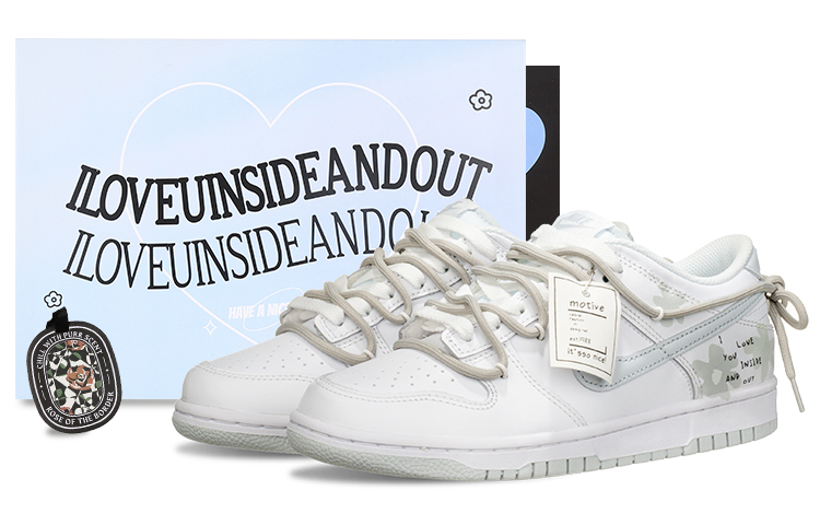 Buy 【定製球鞋】Nike Dunk Low 告白 高級簡約 清新系 甜美少女感 手繪 高街 解構 低筒 板鞋 GS 白