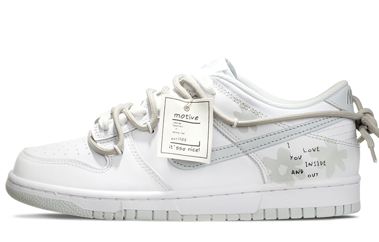 Order 【定製球鞋】Nike Dunk Low 告白 高級簡約 清新系 甜美少女感 手繪 高街 解構 低筒 板鞋 GS 白