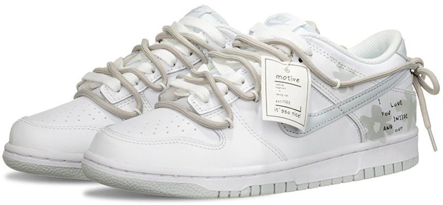 【定製球鞋】Nike Dunk Low 告白 高級簡約 清新系 甜美少女感 手繪 高街 解構 低筒 板鞋 GS 白 Shop 【定製球鞋】Nike Dunk Low 告白 高級簡約 清新系 甜美少女感 手繪 高街 解構 低筒 板鞋 GS 白