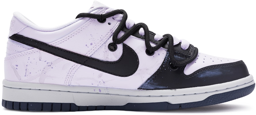 【訂製球鞋】Nike Dunk Low Copper Swoosh 國風 落英 解構 手繪噴繪 低幫 板鞋 GS 紫黑 Order 【訂製球鞋】Nike Dunk Low Copper Swoosh 國風 落英 解構 手繪噴繪 低幫 板鞋 GS 紫黑