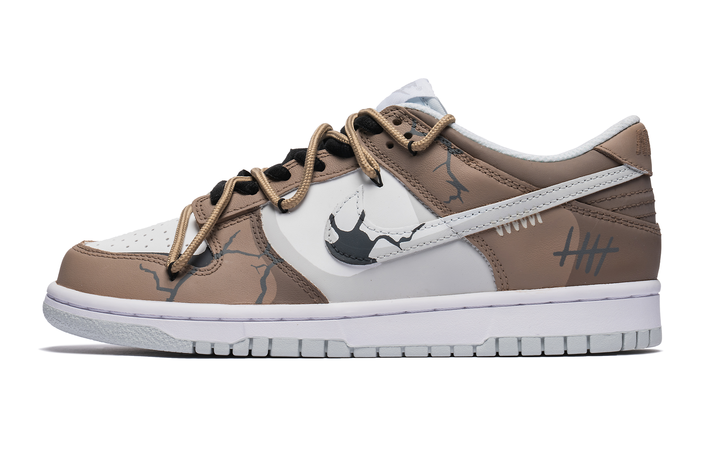 Order 나이키 덩크 로우 '크랙 패턴 화이트브라운' (커스텀) DH9765-102(Team22-美拉德爆裂纹)