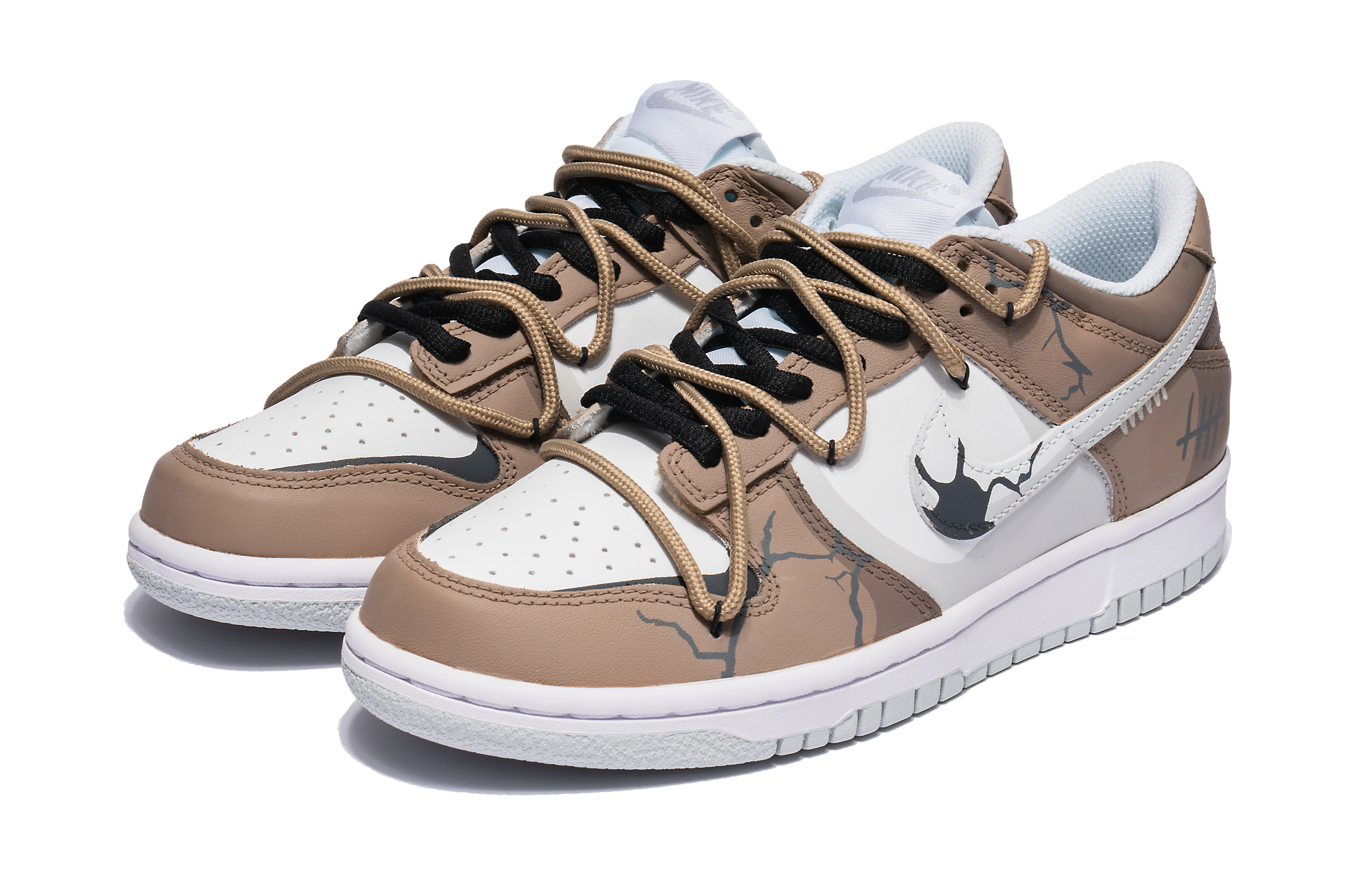 Shop 나이키 덩크 로우 '크랙 패턴 화이트브라운' (커스텀) DH9765-102(Team22-美拉德爆裂纹)