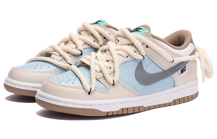 Lookbook 【定制球鞋】Nike Dunk Low 奶油棉花糖 清新藍 vibe風 解構雙鞋帶 低幫 板鞋 GS 藍咖色