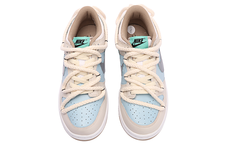 Shop 【定制球鞋】Nike Dunk Low 奶油棉花糖 清新藍 vibe風 解構雙鞋帶 低幫 板鞋 GS 藍咖色