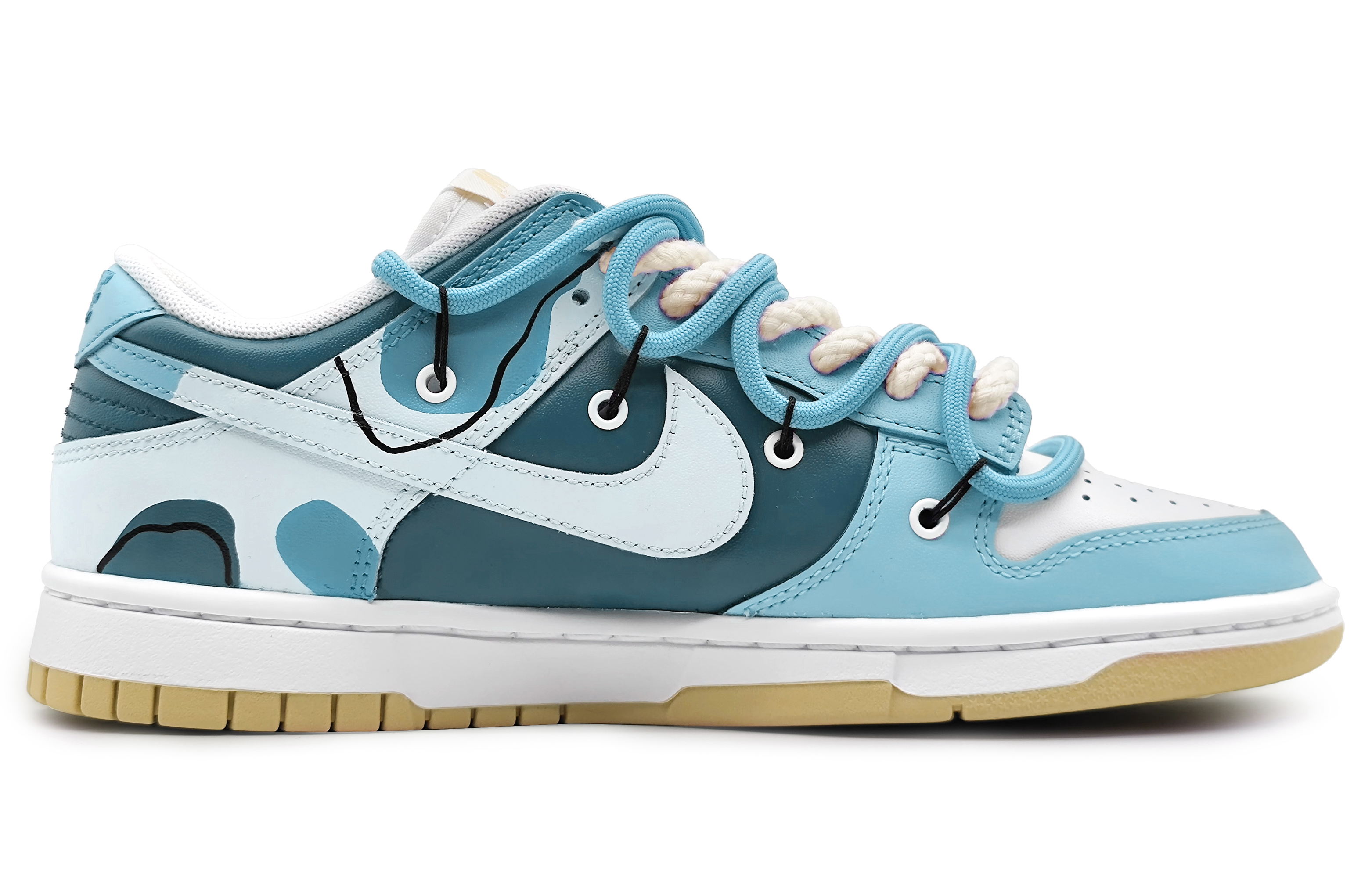Order 나이키 덩크 로우 '크림 밀크 패치워크' (커스텀) DV0833-100(Team16-奶油milk蓝色2.0)