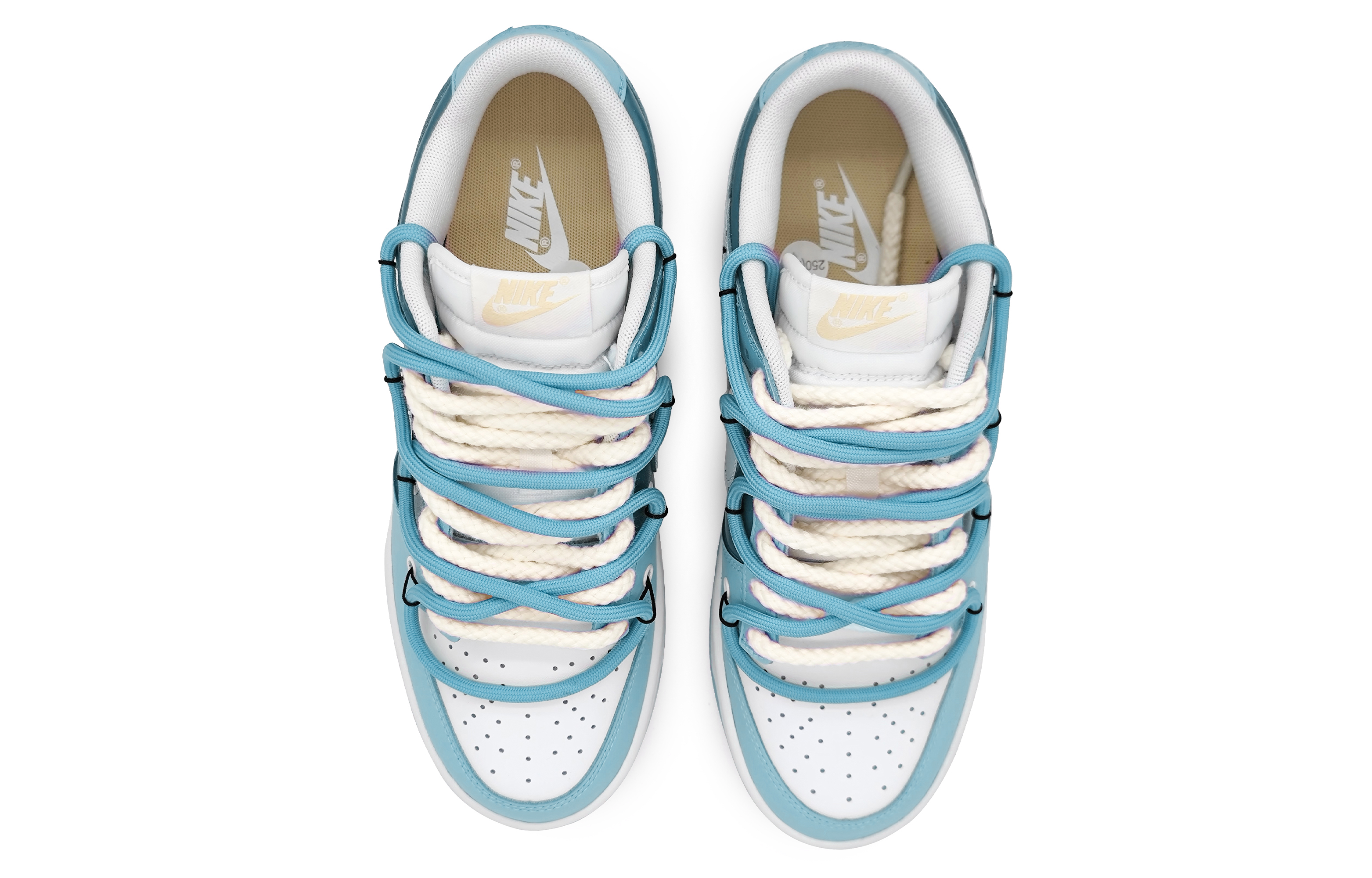 Shop 나이키 덩크 로우 '크림 밀크 패치워크' (커스텀) DV0833-100(Team16-奶油milk蓝色2.0)