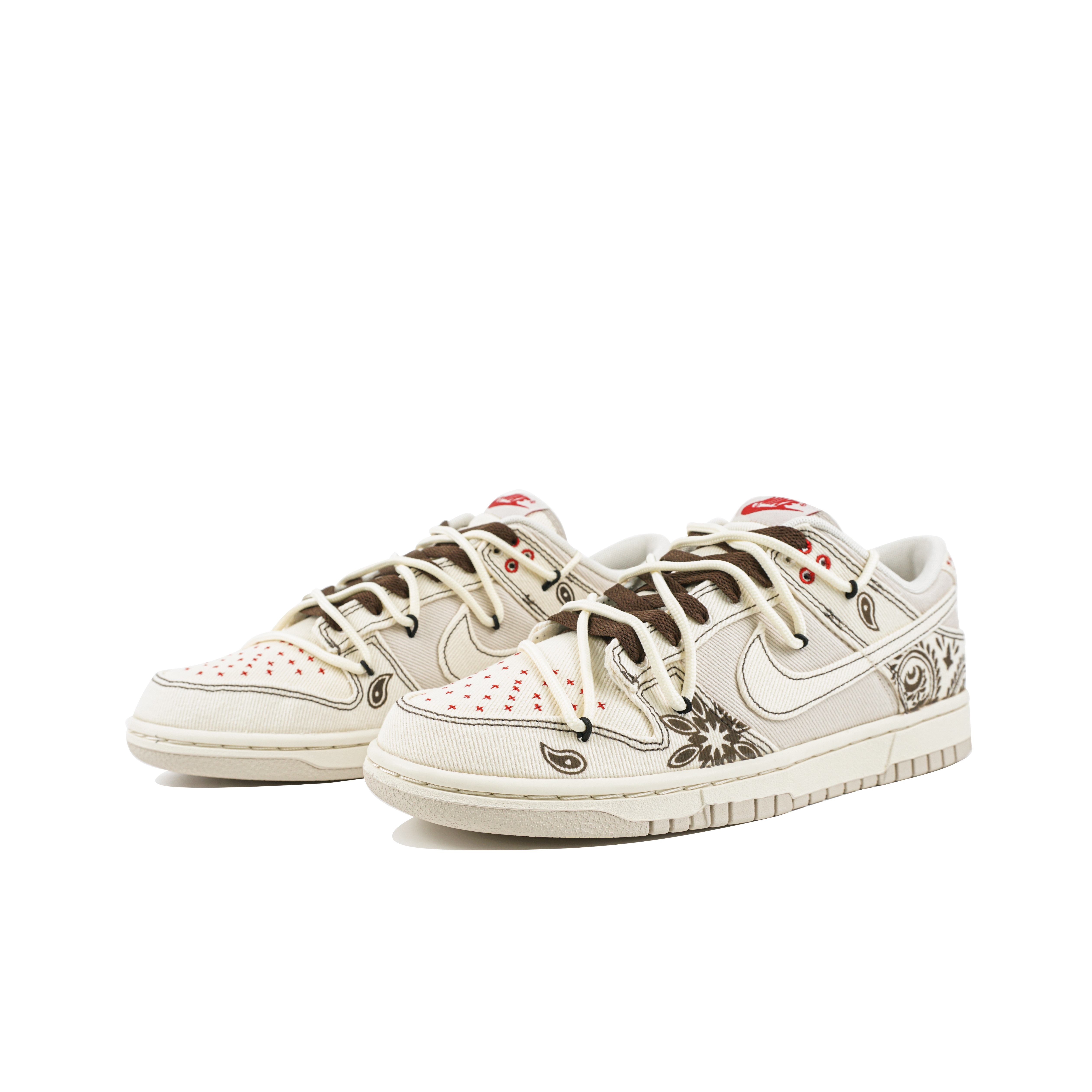 Lookbook [Zapatillas Personalizadas] Nike Dunk Low 'Paisley Crema Mocha' DV0834-100(Team陆-摩卡腰果花)