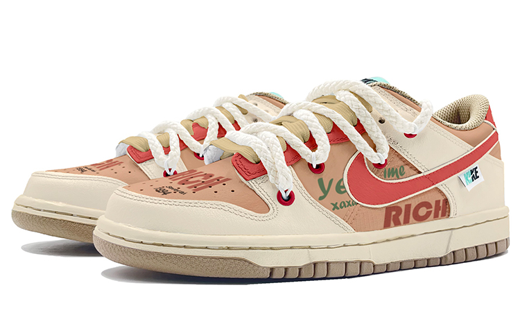 Lookbook 【定製球鞋】Nike Dunk Low 解構鞋帶 英文字母 高街 低幫 板鞋 GS 米橙色