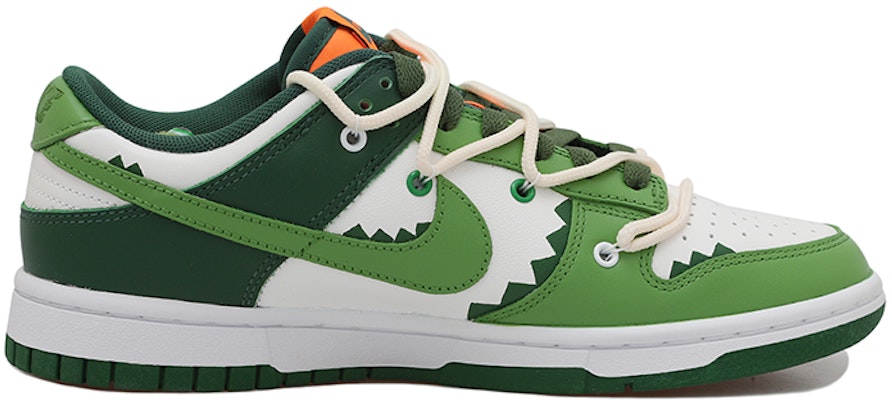 【定制球鞋】Nike Dunk Low 鱷魚 Q版 解構風 復古 低幫 板鞋 男款 白綠 Order 【定制球鞋】Nike Dunk Low 鱷魚 Q版 解構風 復古 低幫 板鞋 男款 白綠