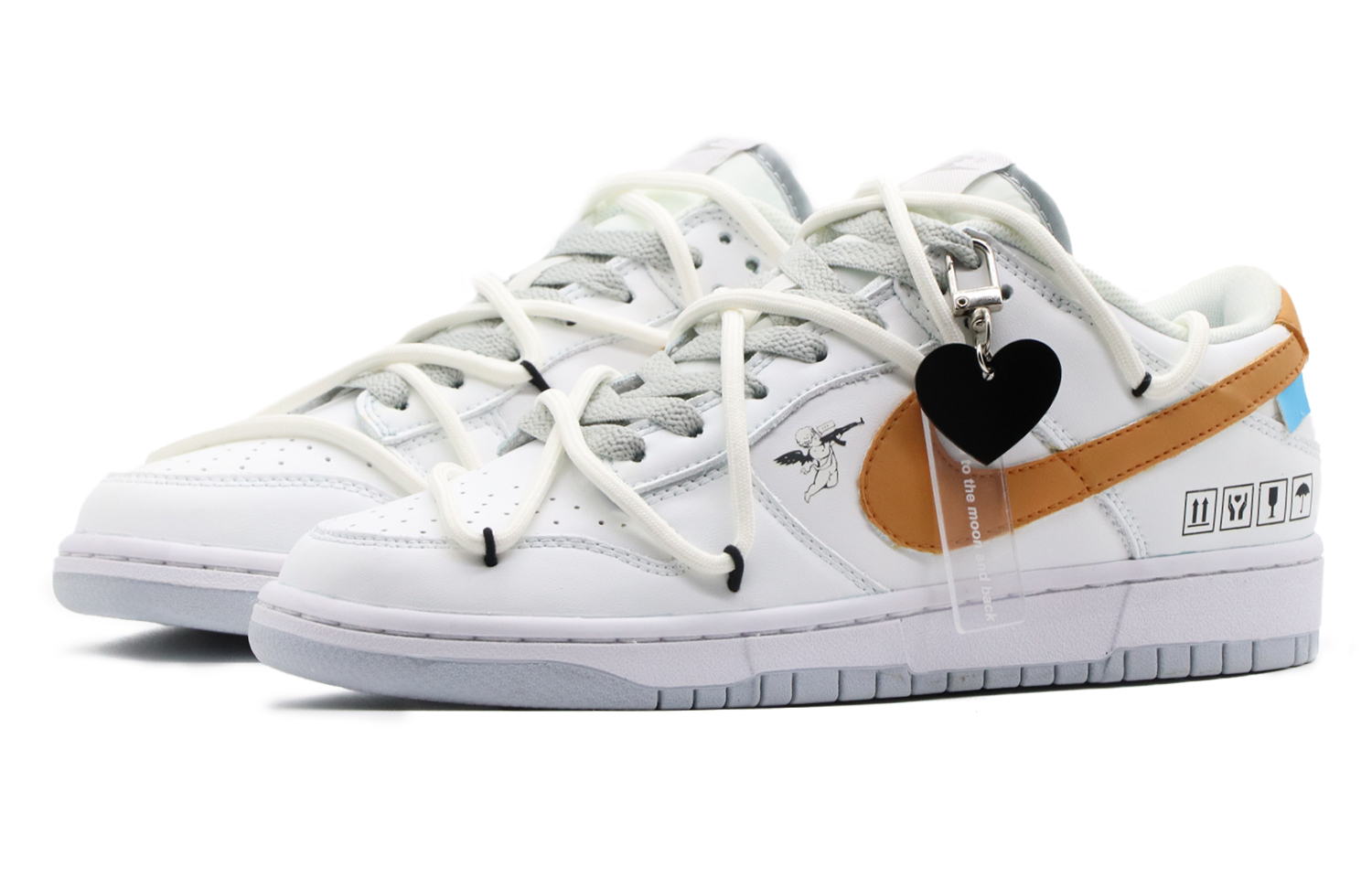 Shop 【定制鞋款】耐克Dunk Low '丘比特 白橙' DV0831-101(Team57-男款丘比特)