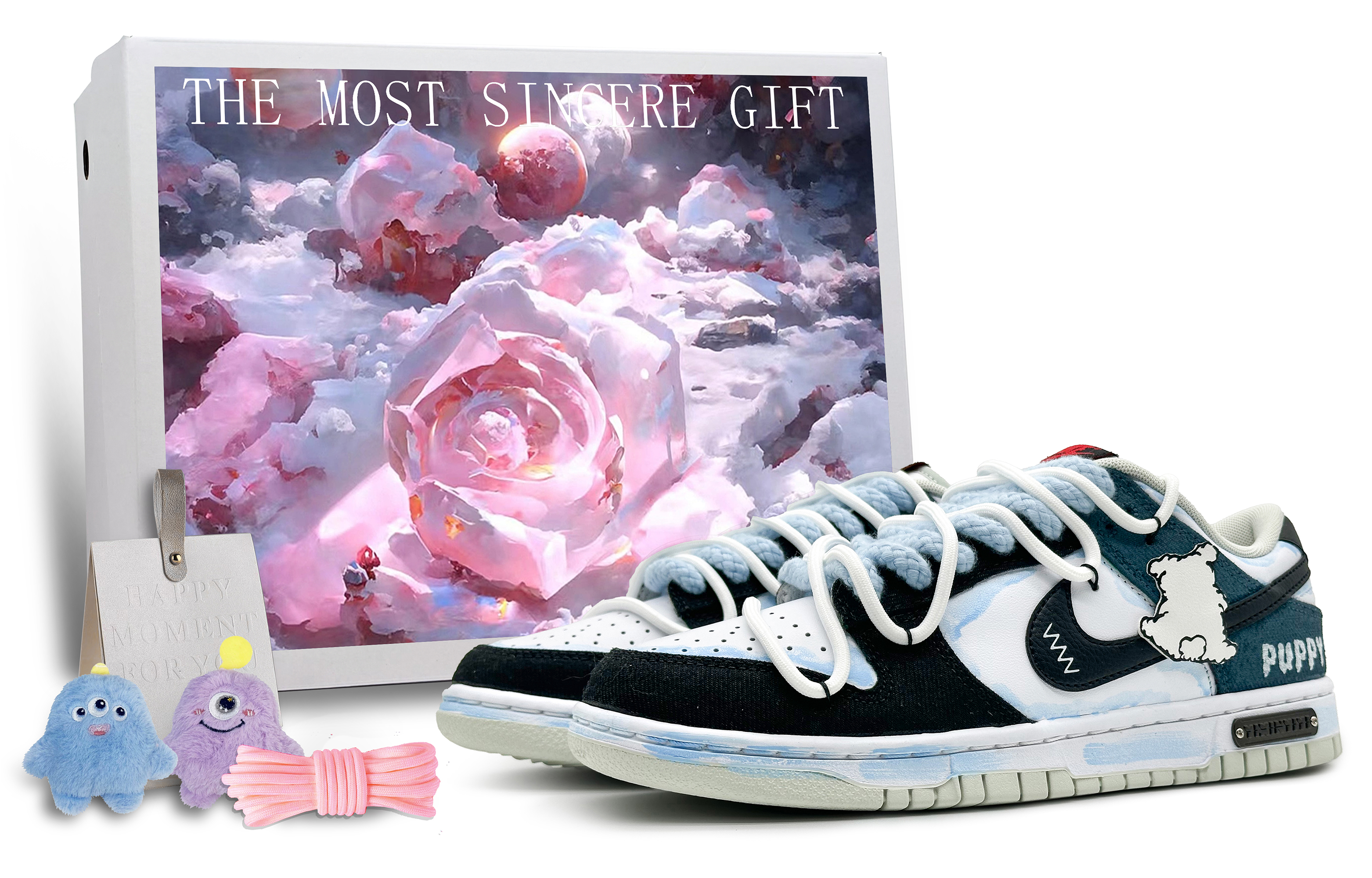 Buy [Kasut Custom] Nike Dunk Low 'Curious World Biru Hitam' DV0827-100(Team16-趴趴狗蓝黑礼BX)