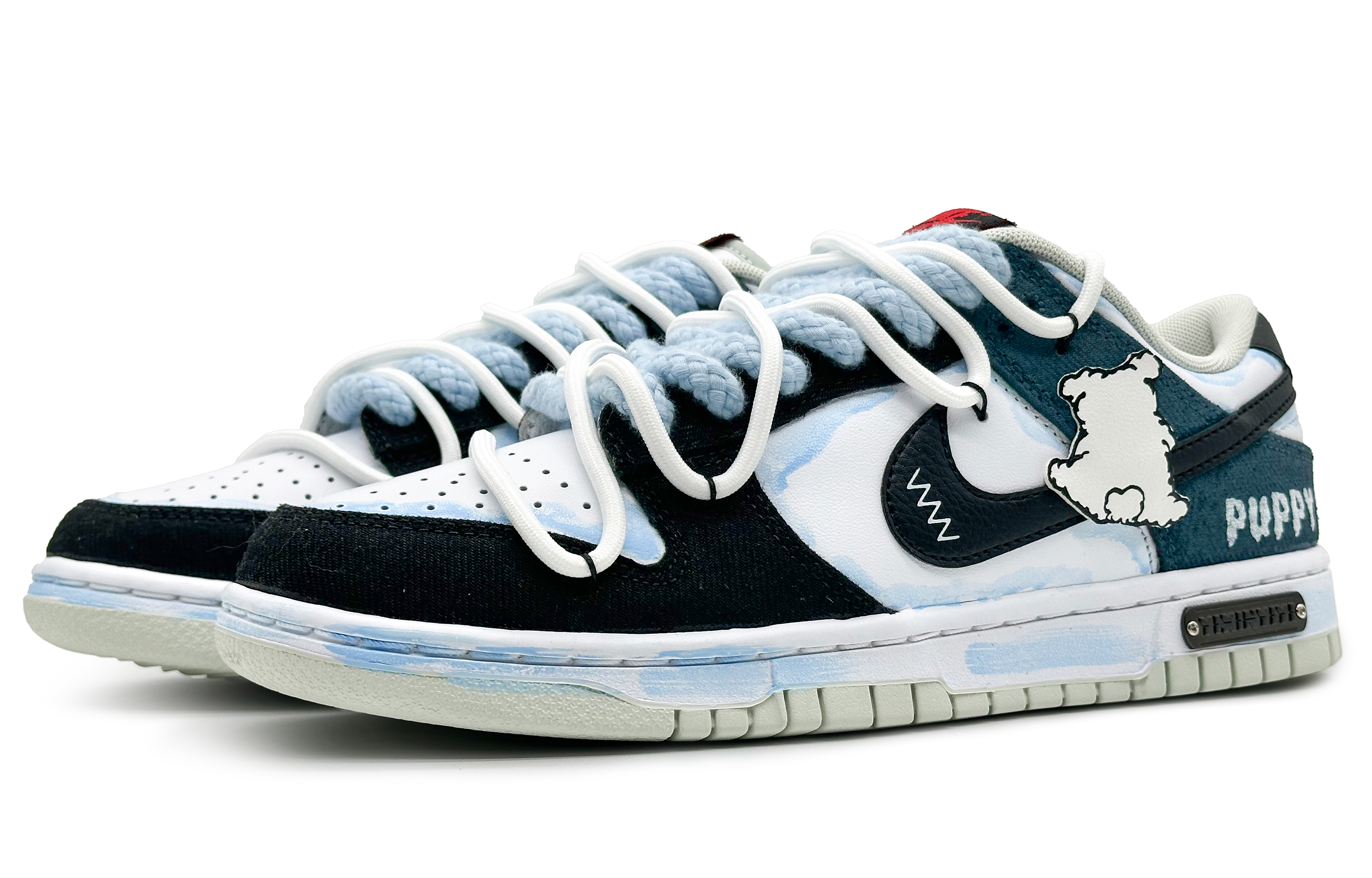 Shop [Kasut Custom] Nike Dunk Low 'Curious World Biru Hitam' DV0827-100(Team16-趴趴狗蓝黑礼BX)