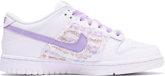 【定製球鞋】Nike Dunk Low 小香風 手工縫紉 貼布 復古 簡約 重工 低幫 板鞋 GS 白粉紫 Order 【定製球鞋】Nike Dunk Low 小香風 手工縫紉 貼布 復古 簡約 重工 低幫 板鞋 GS 白粉紫