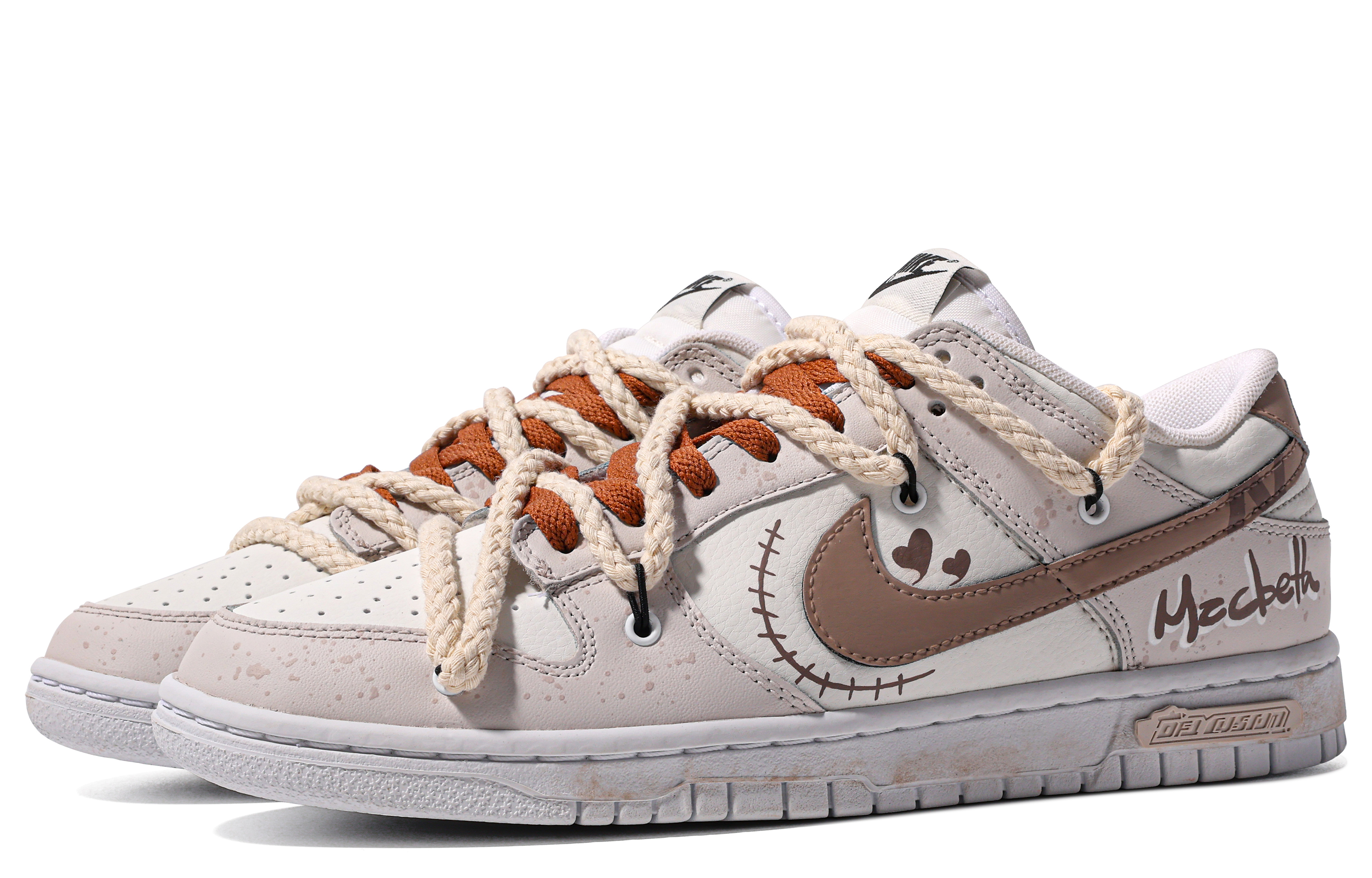 Lookbook [Sepatu Custom] Nike Dunk Low 'Da Vinci MacBeth Coklat-Beige Custom' DJ6188-101(TeamM-男款麦克白S-BOX)