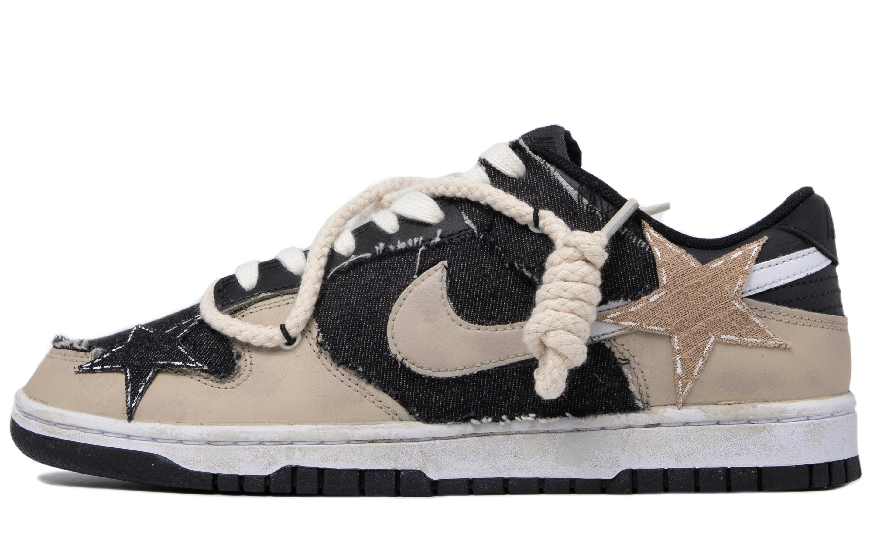 custom-shoes-nike-dunk-low-custom-da-vinci-retro-star-black-white-grey