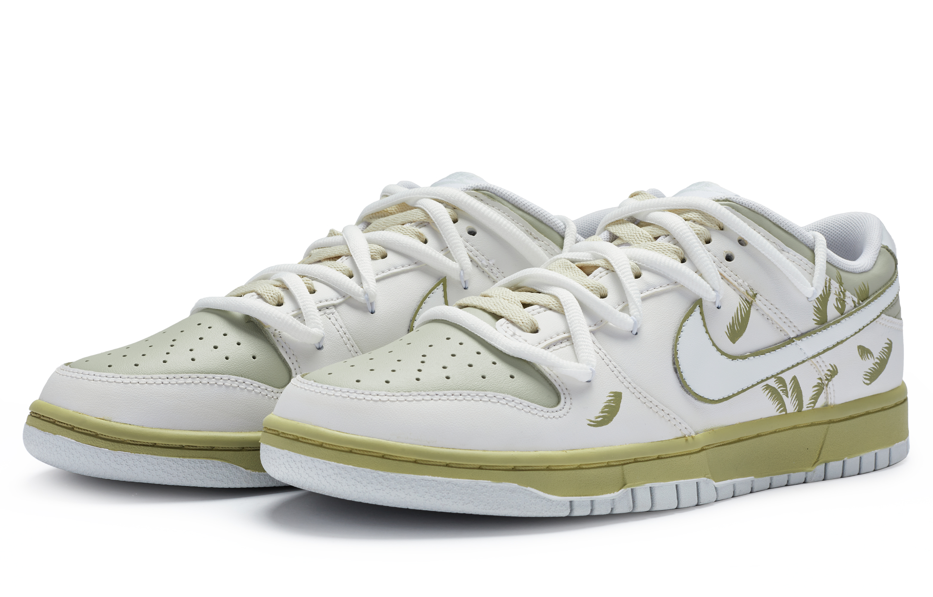 Lookbook [Sepatu Custom] Nike Dunk Low 'Custom Lukis Tangan Hijau Segar' DV0831-101(Team80-男款炒青白绿)
