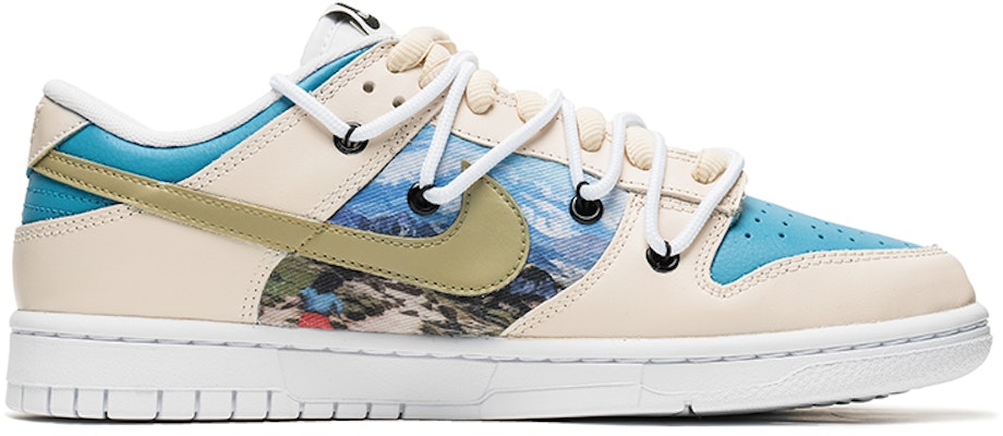 【客製球鞋】 Nike Dunk Low 野鶴製造 解構主題 山川之境 解構雙鞋帶 牛仔貼布 休閒 低幫 板鞋 男款 米藍 Order 【客製球鞋】 Nike Dunk Low 野鶴製造 解構主題 山川之境 解構雙鞋帶 牛仔貼布 休閒 低幫 板鞋 男款 米藍